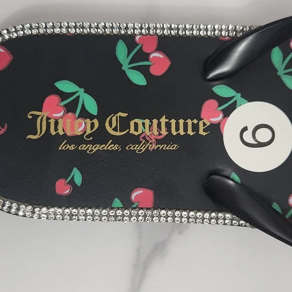 Juicy Couture Cherry Flip Flops with Rhinestone Trim  Size 9 (38/39) - Picture 12 of 14